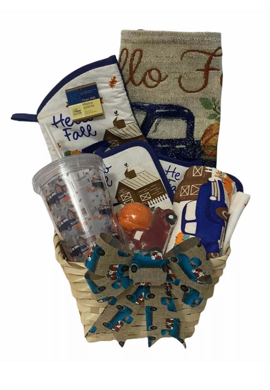 Blue Truck Fall Gift Basket | Farmhouse Kitchen Gift Set | Thanksgiving Decor
